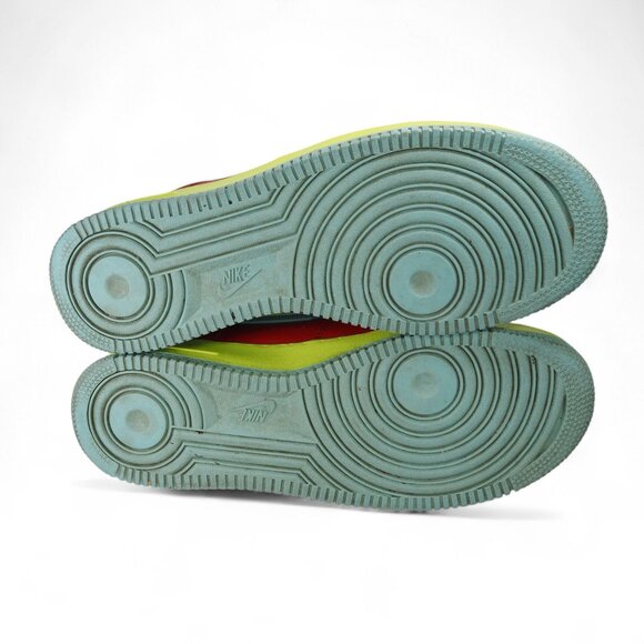 Nike Air Force 1 AF1 Low Custom by You Men's 9.5 DH7128-991 Neon Yellow / Red - Picture 9 of 12